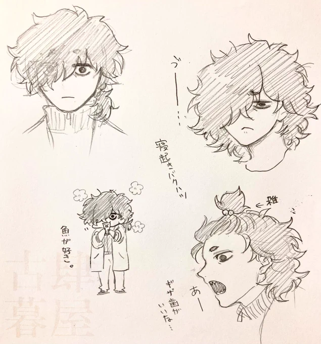 海士部さん、爆発させた髪のつもりで描いてたけどMinamiさんたまにこういう写真あるし爆発度が足りないかな……眉毛はマロくなりました。 