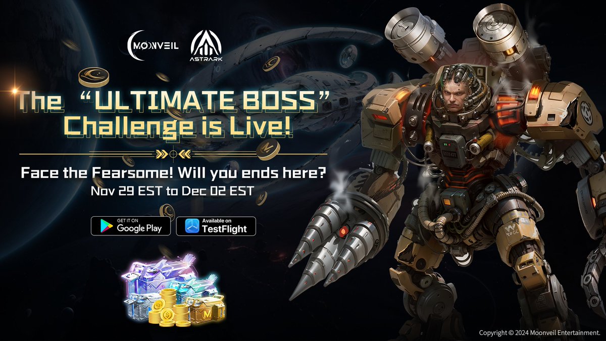 🚀 The "Ultimate Boss" time-limited challenge is back!

🗓️ Nov 29, 12 AM EST - Dec 2, 12 AM EST

🏆 Get in the Top 200 for a chance to unlock exclusive rewards including $MORE token boxes, USDC, S1 AstrArk Ultimate Boss Conqueror badge, and tons of Moon Beams!

Challenge yourself