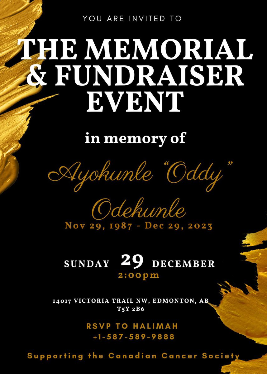 Omojuwa's tweet photo. Today, November 29, is @oddy4real ‘s birthday, and in his honor, the wife has organized a memorial and fundraiser event on the 29th of December to celebrate his life and support the fight against cancer.

She kindly asks for your support in donating to the fundraiser. Every contribution helps keep Oddy’s legacy alive and supports the Canadian Cancer Society in their vital work.

You can donate here: https://t.co/bgvAx2v0dG