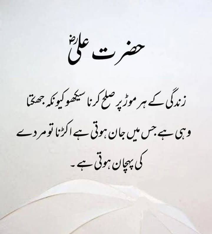 #نمود_عشق
السلام علیکم ورحمتہ اللہ وبرکاتہ 
زندگی کے ہر موڑ پر صلح کرنا سیکھو کیونکہ جھکتا وہی ہے جس میں جان ہوتی ہے، اکڑنا تو مردے کی پہچان ہوتی ہے۔