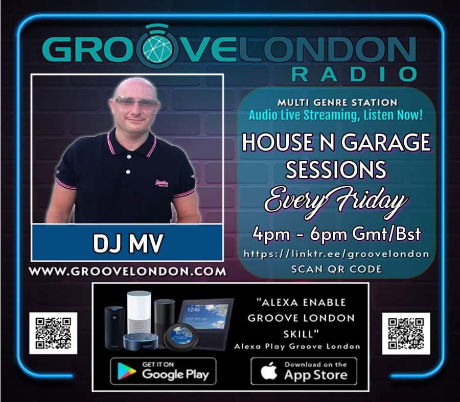 DJ MV RETURNS TODAY 
4PM - 6PM 
groovelondon.com

Alexa: "Enable Groove London Skill"
In future just say: alexa play Groovelondon 

DOWNLOAD GROOVELONDON APP

ANDROID
play.google.com/store/apps/det…

APPLE
apps.apple.com/gb/app/groovel…