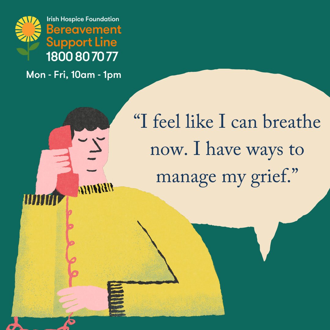 Grieving the loss of someone close? The Bereavement Support Line is here for you. Our grief-trained volunteers provide a confidential space for people to speak about their grief or to ask questions.

☎️ 1800 80 70 77 (freephone)
Mon-Fri, 10am-1pm

👉 bereaved.ie