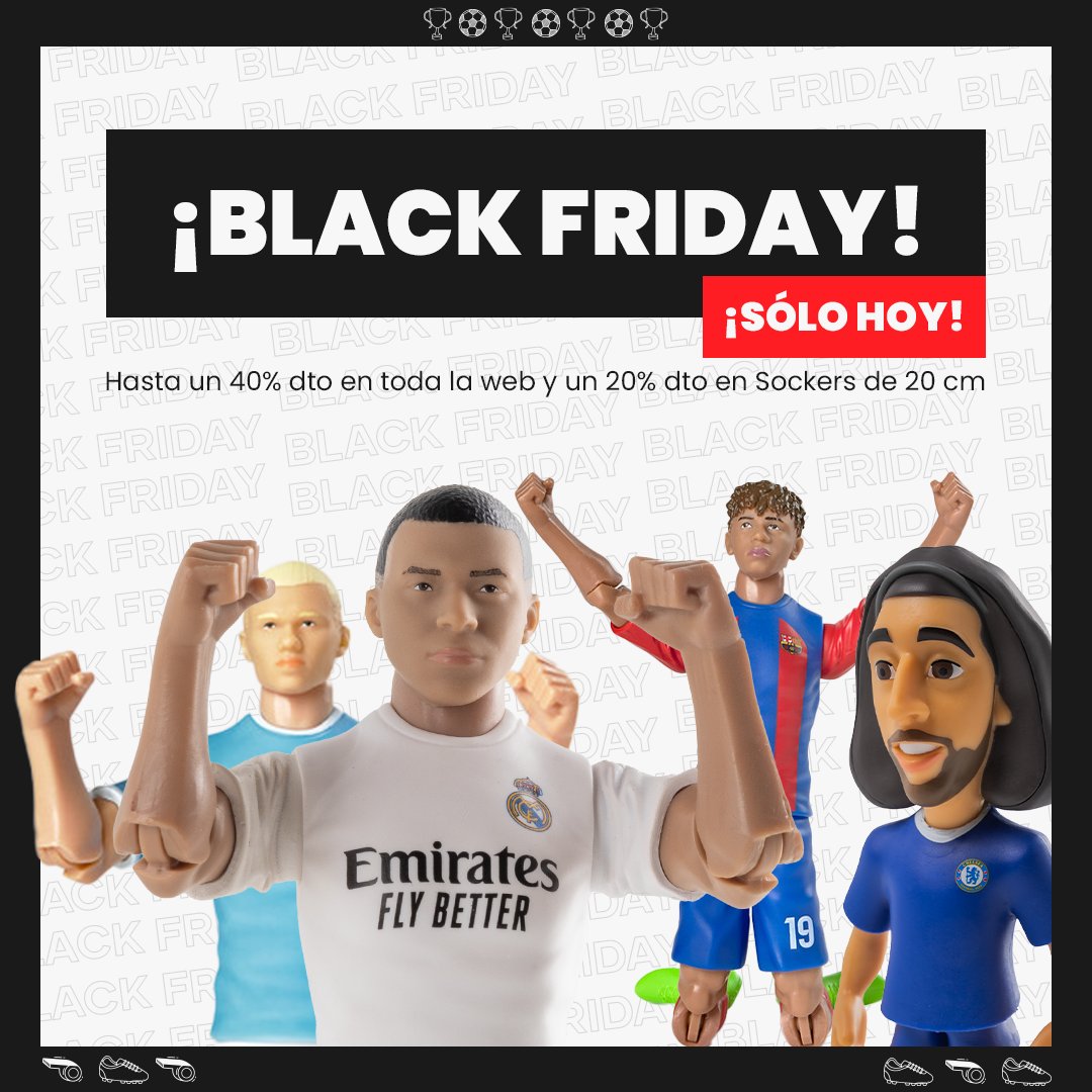 ¡Black Friday de locura en Banbo Toys! 🖤 Toda la web con hasta un 40% de descuento... ¡y los Sockers de 20 cm al 20% menos!  
¿Vas a dejar que se te escapen?
banbotoys.com
#blackfriday2024 #Banbotoys #futbol