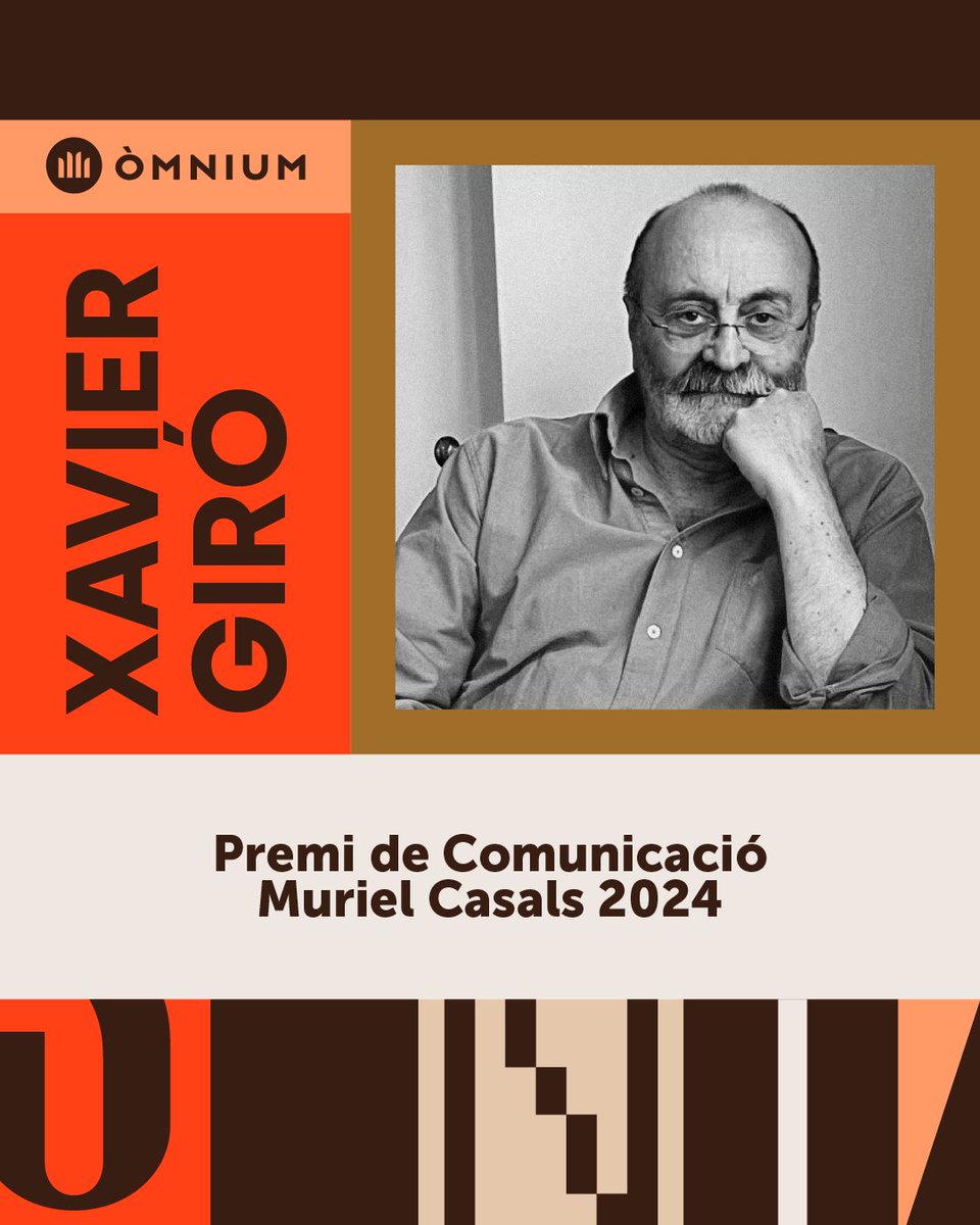 ⭐️Xavier Giró, Premi de Comunicació Muriel Casals d’Òmnium⭐️

El periodista ha impregnat la vocació periodística de centenars de professionals, reivindicant un periodisme de pau i de lluita.

El guardó es lliurarà a la Nit de Santa Llúcia, el 10 de desembre al <a href="/teatrenacional/">TNC</a>.