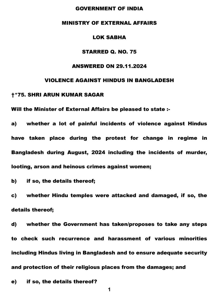 🚨 BIG! India takes 'SERIOUS' note of violence against Bangladeshi Hindus.

EAM S Jaishankar says, "Primary responsibility for the protection of life &amp; liberty of all citizens of Bangladesh, including minorities, rests with the Yunus govt."