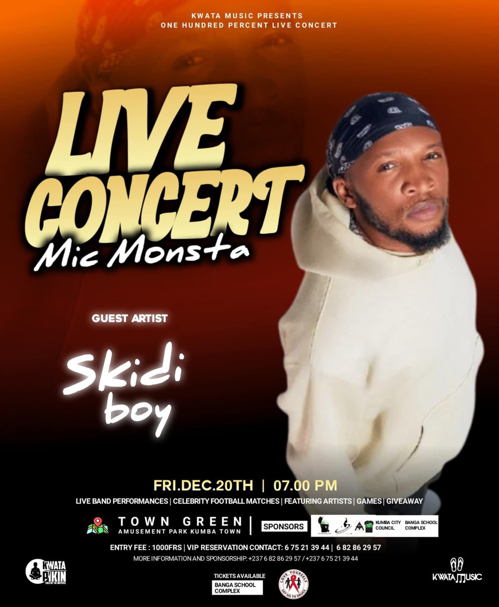 missginapromote's tweet photo. Kumba People their December don set ohh!
The Industry is heading to Kumba Dec 20th for the
#MicMonstaConcert
Get your tickets here:
ππΎ https://t.co/eqyHe3J2Sr https://t.co/SzJJz0TEVo