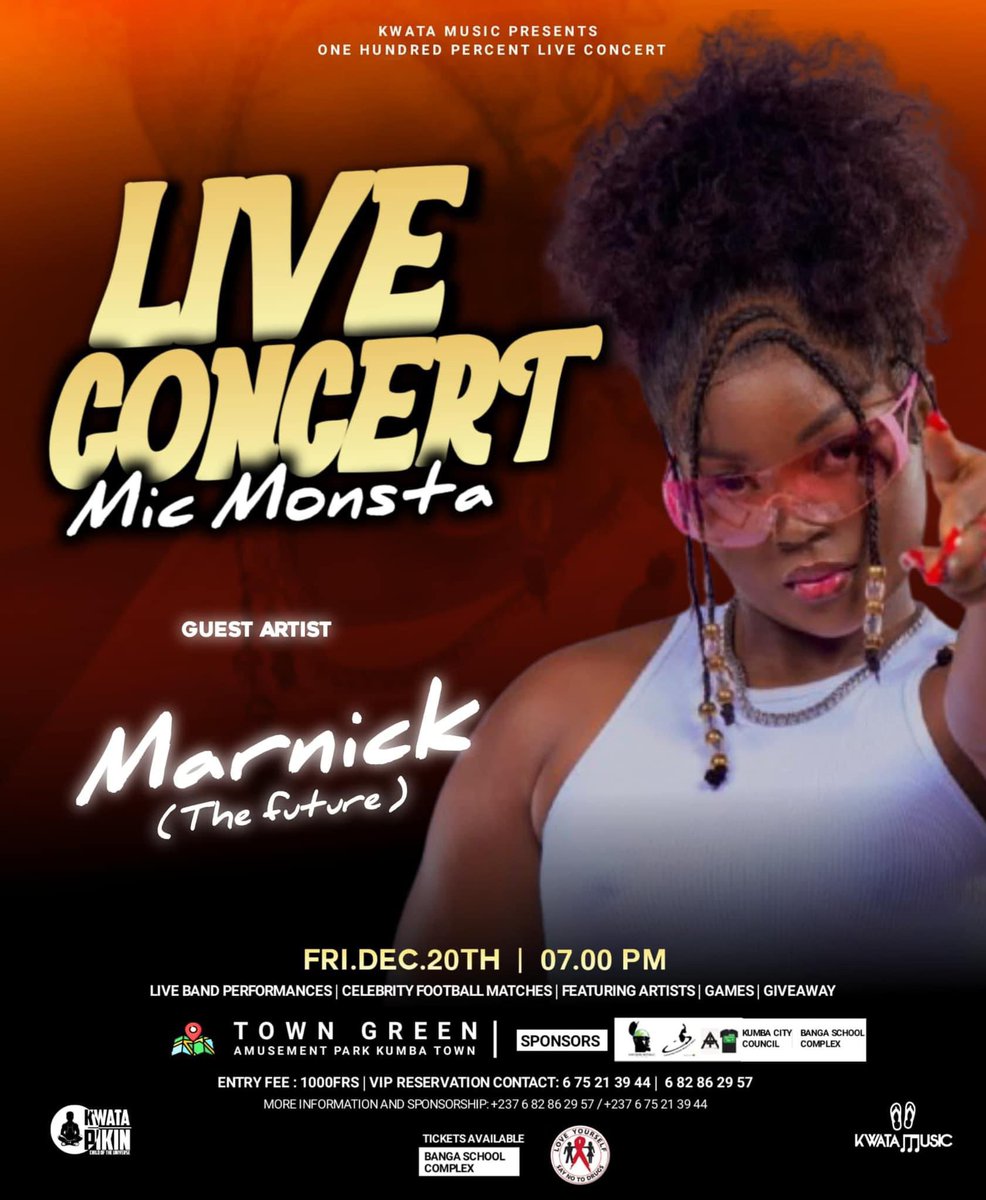 missginapromote's tweet photo. Kumba People their December don set ohh!
The Industry is heading to Kumba Dec 20th for the
#MicMonstaConcert
Get your tickets here:
ππΎ https://t.co/eqyHe3J2Sr https://t.co/SzJJz0TEVo