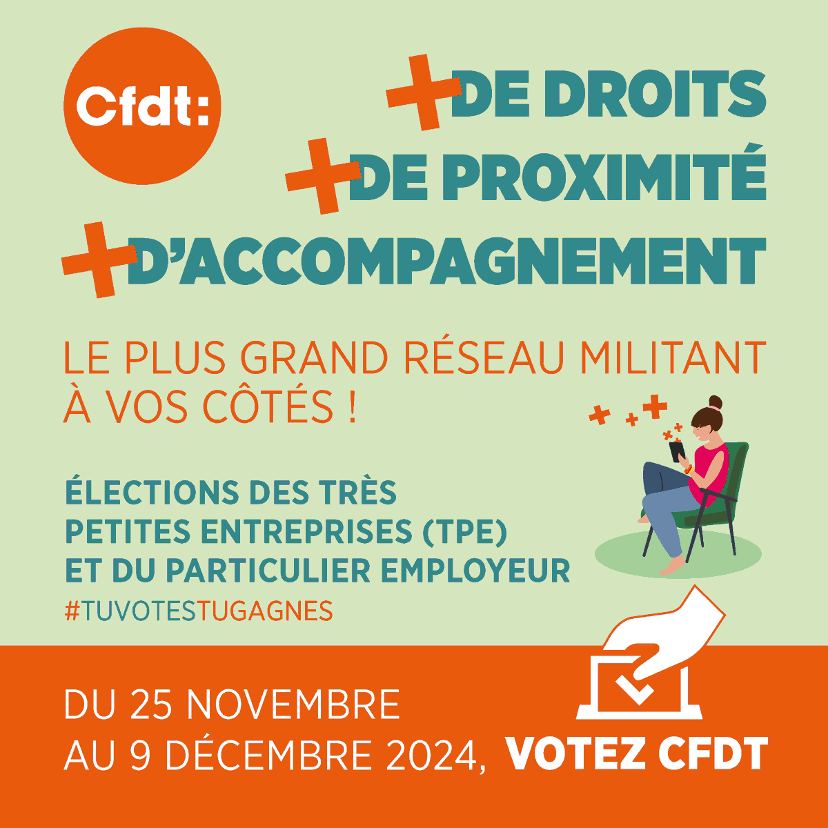 #TuVotesTuGagnes

On ne fera pas plus simple. Jusqu'au 9 décembre, faisons parler la force du 𝐃 de CFDT... #JeVoteCFDT ​👉 election-tpe.travail.gouv.fr #ÉlectionTPE2024