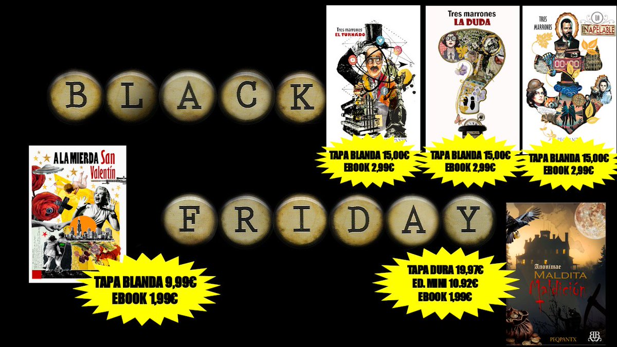 peqpantx's tweet photo. Hoy es #BlackFriday 
Se me pasó subir el precio para bajarlo hoy a su precio original. Espero que podáis perdonarme.
Aquí os dejo mis «ofertas�� de este #blackfriday2024
https://t.co/x5XNJMw2Np https://t.co/h3nBpUyxR5
