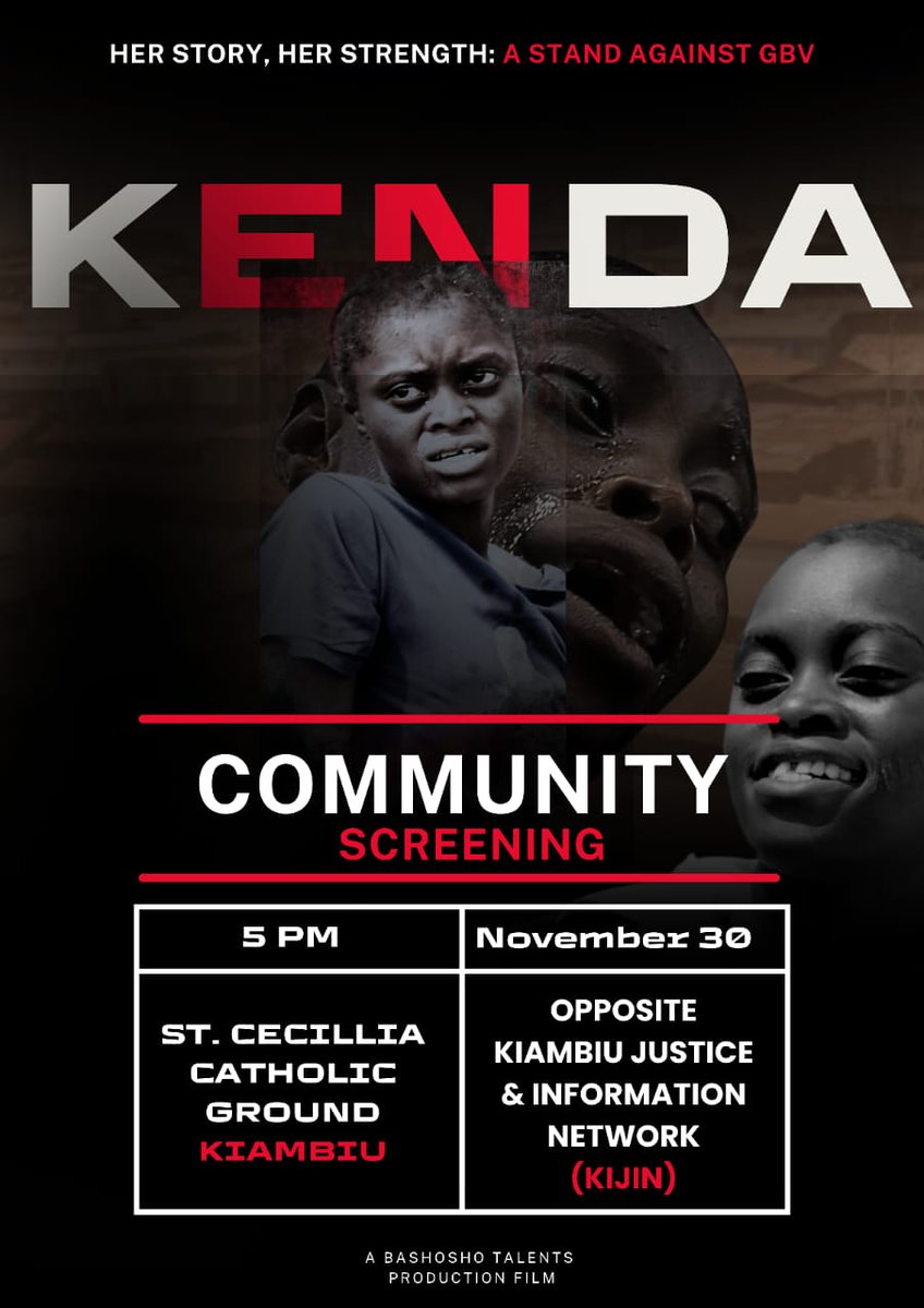 After much anticipation, the big day is here!  This Saturday, Kiambiu comes alive with the screening of KENDA.
A story that resonates with us,amplifies our voices and our struggles. Come one come all and witness this magic with us...
Time : 5pm to 7:30pm
#KendaFilmScreening.