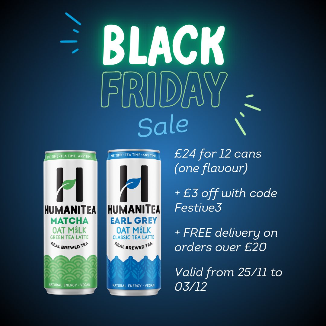 Happy #BlackFriday, communiTEA! 🖤🤗🍵

We have a TEArrific offer now available on our website! Check it out now: humanitea.co.uk/shop/

This fantasTEAc offer is valid until 3rd December. ☺️