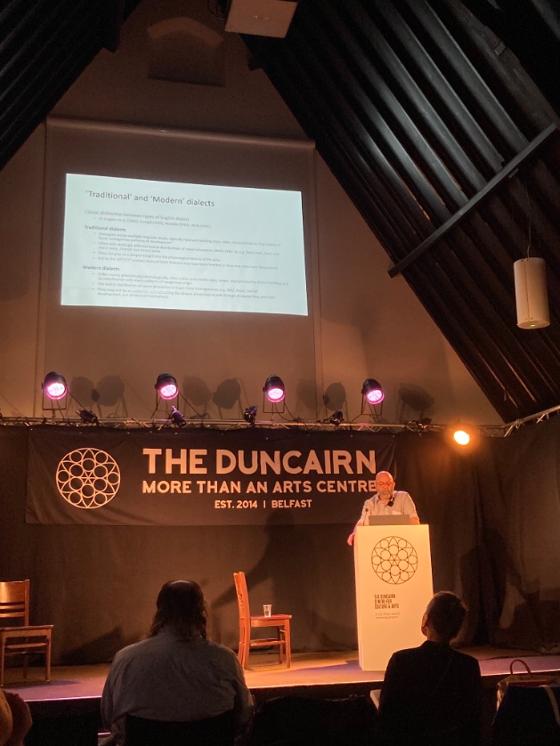 TeangaAn's tweet photo. @warren_maguire ‘s plenary on the phonological documentation of traditional Ulster dialects starting off #frlsu in Belfast https://t.co/9wQ45aYro8