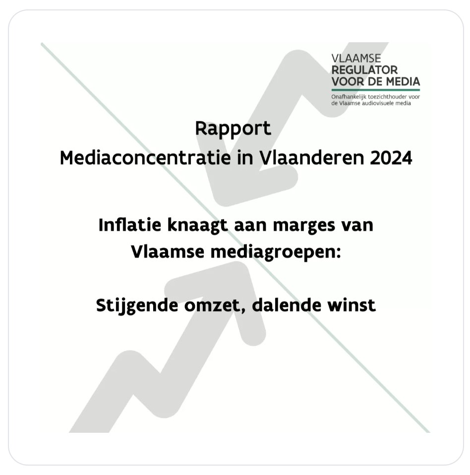 Het nieuwste rapport over mediaconcentratie in Vlaanderen door <a href="/VRMmedia/">VRM</a> is helder: minder winst voor mediagroepen, lokale journalistiek verdwijnt, telecomspelers en streamingplatformen bepalen steeds meer wat we waar zien.
366 pagina's leesplezier: vlaamseregulatormedia.be/nl/mediaconcen…