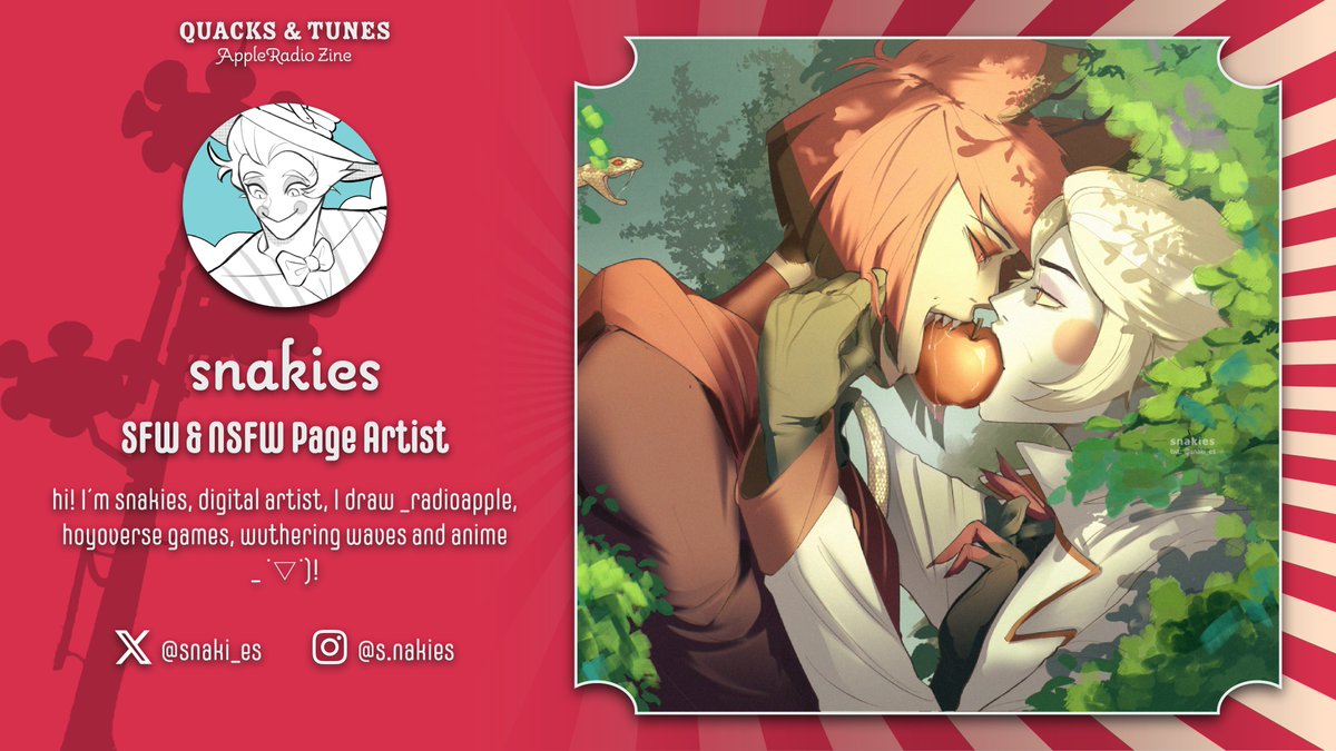 .•♫•♬• 𝐂𝐎𝐍𝐓𝐑𝐈𝐁𝐔𝐓𝐎𝐑 𝐒𝐏𝐎𝐓𝐋𝐈𝐆𝐇𝐓𝐒 •♬•♫•.

Garden date of Luci and Al? Take a look at <a href="/snaki_es/">snakies</a> very warm artwork!

Catch them here at our zine!