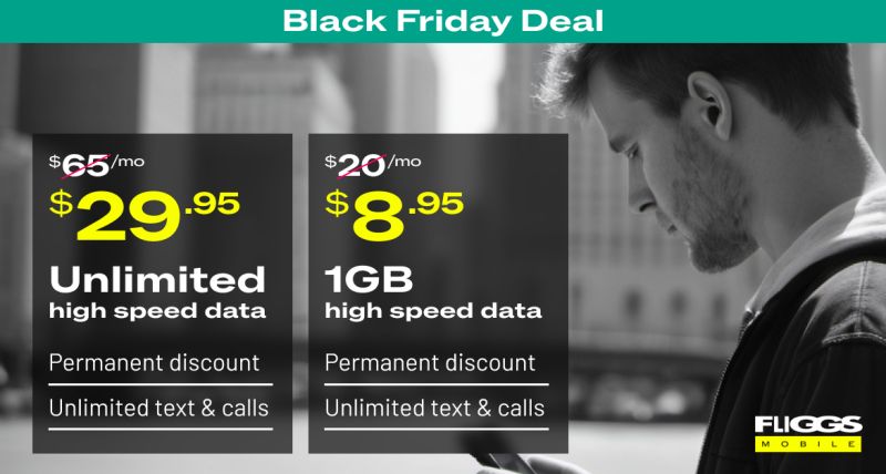 USA Friends: Fresh off their recent award win for Best New Wireless Operator, <a href="/fliggs_mobile/">fliggs mobile</a>  (powered by our Moflix TelcoTech Platform) has a Black Friday deal with lifetime discount pricing (and 5-10% monthly cashback rewards!)  Hurry! Ends Fri!
fliggsmobile.com