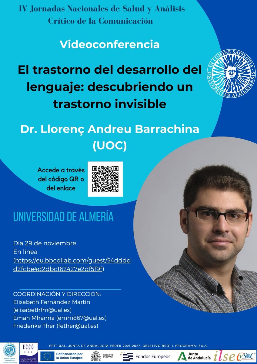 Elisabeth_FM's tweet photo. Esta tarde, en @ualmeria, Llorenç Andreu (UOC) hablará sobre "El trastorno del desarrollo del lenguaje: descubriendo un trastorno invisible": https://t.co/hmYGKbmGcY @humanidadesual @humanistasual @ualestudiantes  #TDL #NEE #SoyUAL #UALinclusiva #UALdivulga #ILSE https://t.co/s0pRDWKKAW