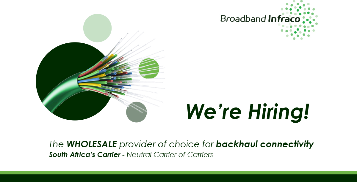 We're hiring! We are looking for Administrative Assistant: SCM x2 6 months fixed term contract (SA-Connect Project), click here to view the Job spec: infraco.co.za/adminassist/