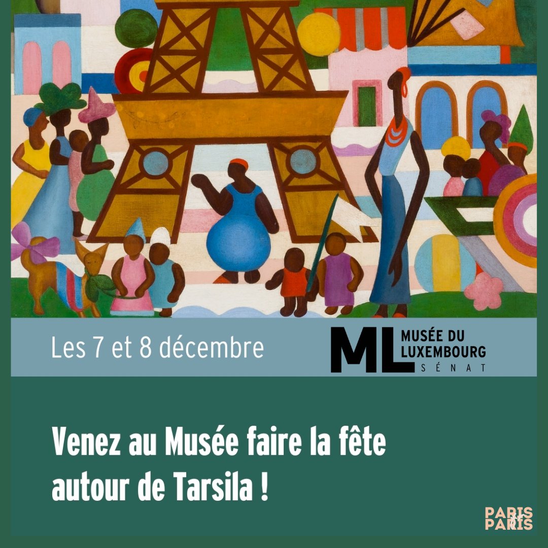 Paris Paris (@parisparisfr) on Twitter photo 7-8 déc. Week-end festif autour de Tarsila do Amaral au <a href="/museeluxembourg/">Musée du Luxembourg</a>. Tout le week-end, le Musée prend un air de fête. Au programme : des visites, une nocturne gratuite, un concert au programme brésilien : samba, bossa nova ou encore d’un grand défilé de batucada. 7-8 déc. Week-end festif autour de Tarsila do Amaral au <a href="/museeluxembourg/">Musée du Luxembourg</a>. Tout le week-end, le Musée prend un air de fête. Au programme : des visites, une nocturne gratuite, un concert au programme brésilien : samba, bossa nova ou encore d’un grand défilé de batucada.