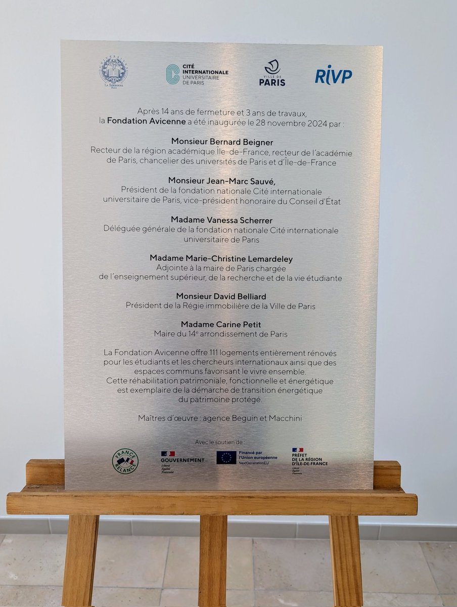 ✨ Inauguration de la Fondation Avicenne (ex-Maison de l’Iran) à la <a href="/ciup_fr/">Cité internationale universitaire de Paris</a>
🎓 Fierté d’avoir contribué à sa réouverture. Ce chef-d'œuvre renaît pour incarner paix et dialogue.
🏡 Avec 111 logements rénovés, cette réhabilitation exemplaire fait rayonner ses valeurs universelles!