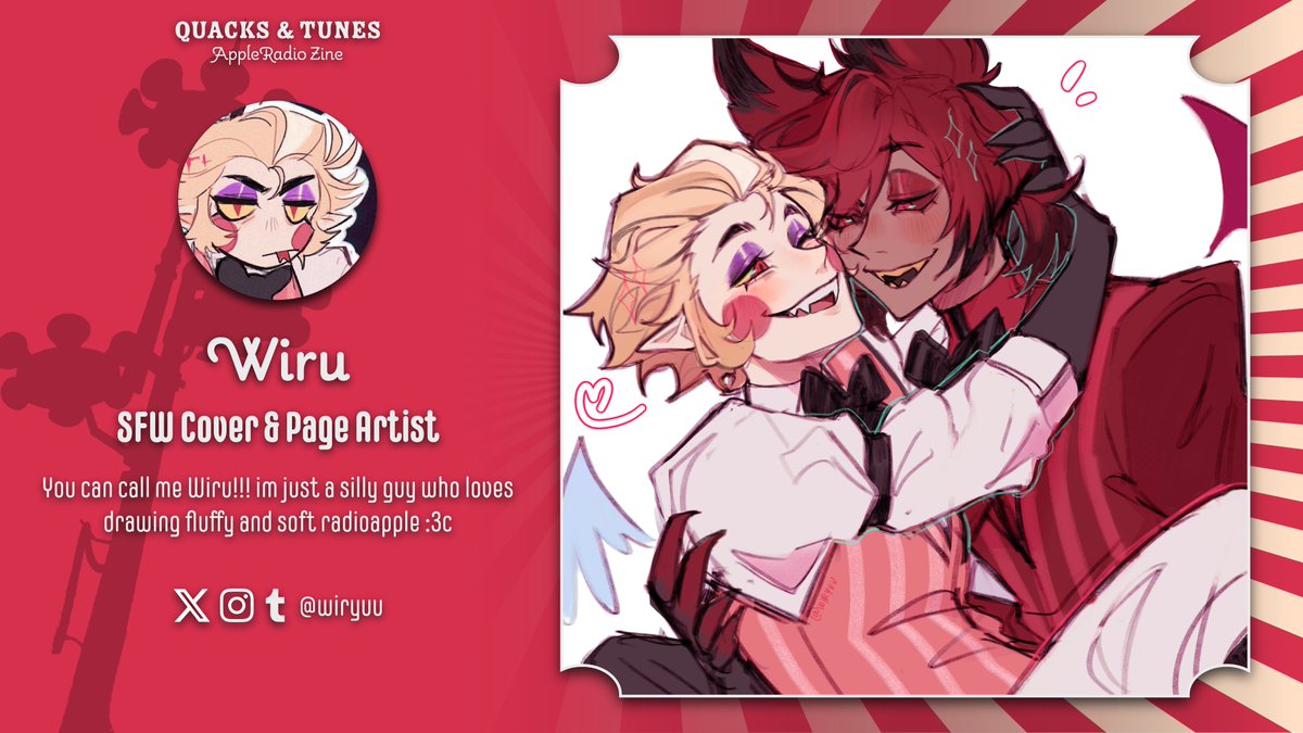 .•♫•♬• 𝐂𝐎𝐍𝐓𝐑𝐈𝐁𝐔𝐓𝐎𝐑 𝐒𝐏𝐎𝐓𝐋𝐈𝐆𝐇𝐓𝐒 •♬•♫•.

A very adorable and cuddly Lucifer and Alastor? <a href="/wiryuu/">wiru ✦</a>  made it for you!

Catch them here at our zine!
