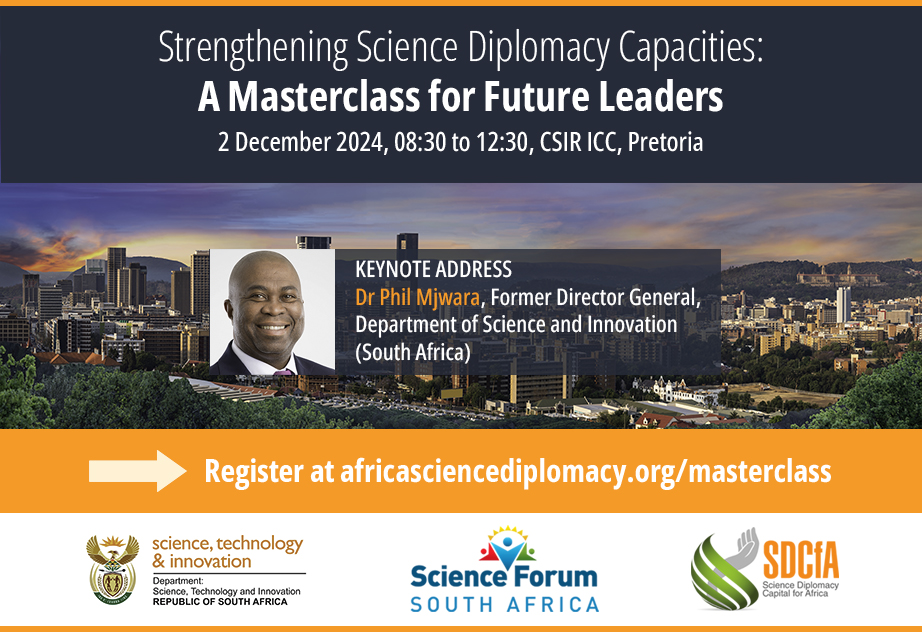 africascidip's tweet photo. Exciting Announcement: Dr. Phil Mjwara, Former Director General of South Africa's @dstigovza, will deliver the keynote at the Science Diplomacy Masterclass at #SFSA2024. 
🗓️ Date: 2 Dec 2024
⏰ Time: 08:30-12:30
📍 Venue: @CSIRICC , Pretoria
Register now: https://t.co/xcUnRtuKmU https://t.co/rBvTrUThec
