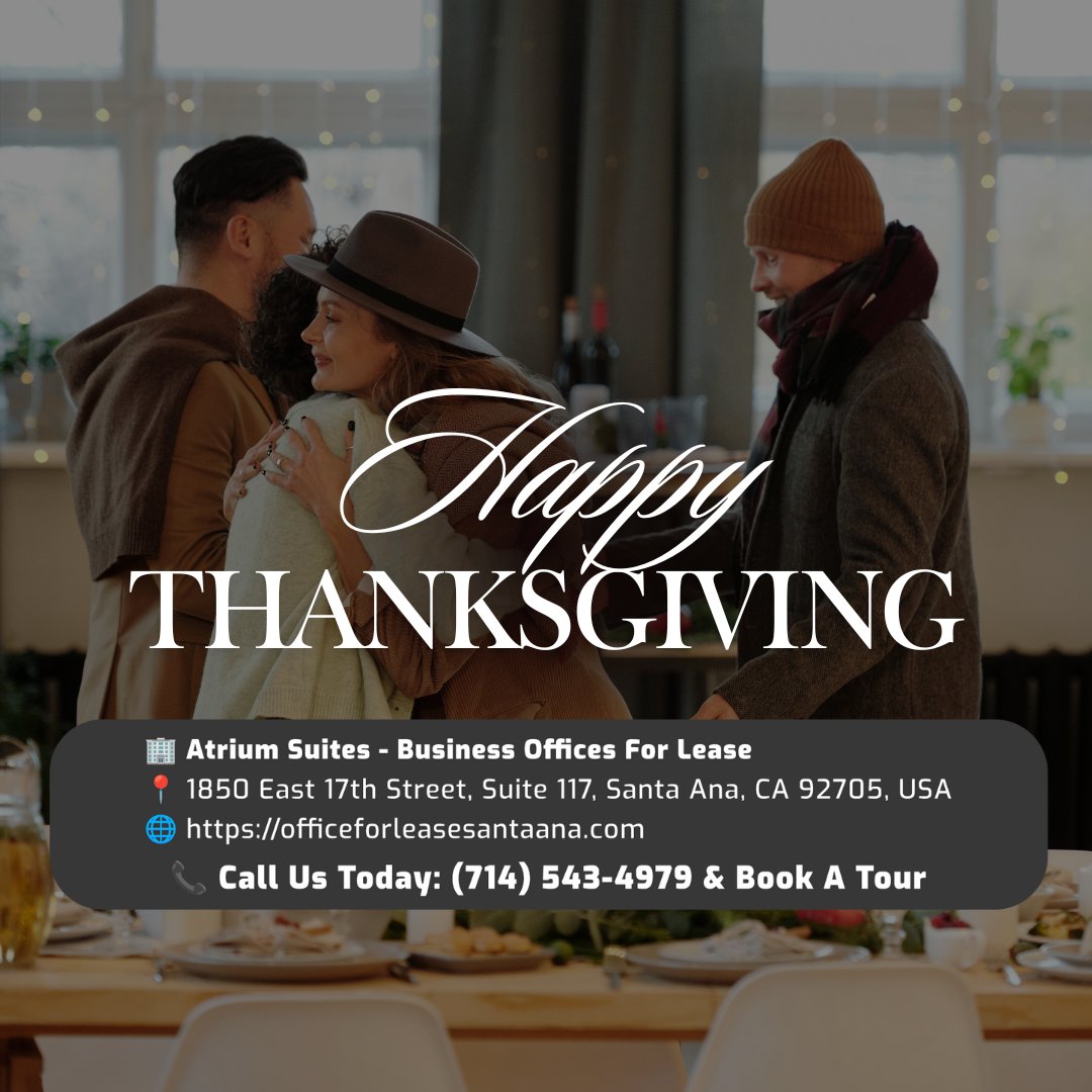 office_forlease's tweet photo. "Wishing everyone a Happy Thanksgiving Day."

Located near restaurants, parks, stores, and banks...
---------------------------------------
📍 1850 E. 17th St, Suite 117, Santa Ana, CA 92705
👉 Schedule a Tour 714-543-4979
📲  Call/Text 714-623-8424
🌐 https://t.co/udtMXzPBVl https://t.co/b4m5UFYgeQ