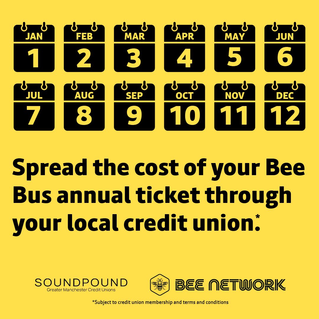 From Thursday, GM residents can apply to buy an annual <a href="/BeeNetwork/">Bee Network</a> bus pass via weekly/monthly payments to a credit union.

It means unlimited bus travel for:

🐝 £2.20 a day

🐝 £15.40 a week

🐝 £66.70 a month

This is the benefit of putting buses back under public control. 👍🏻