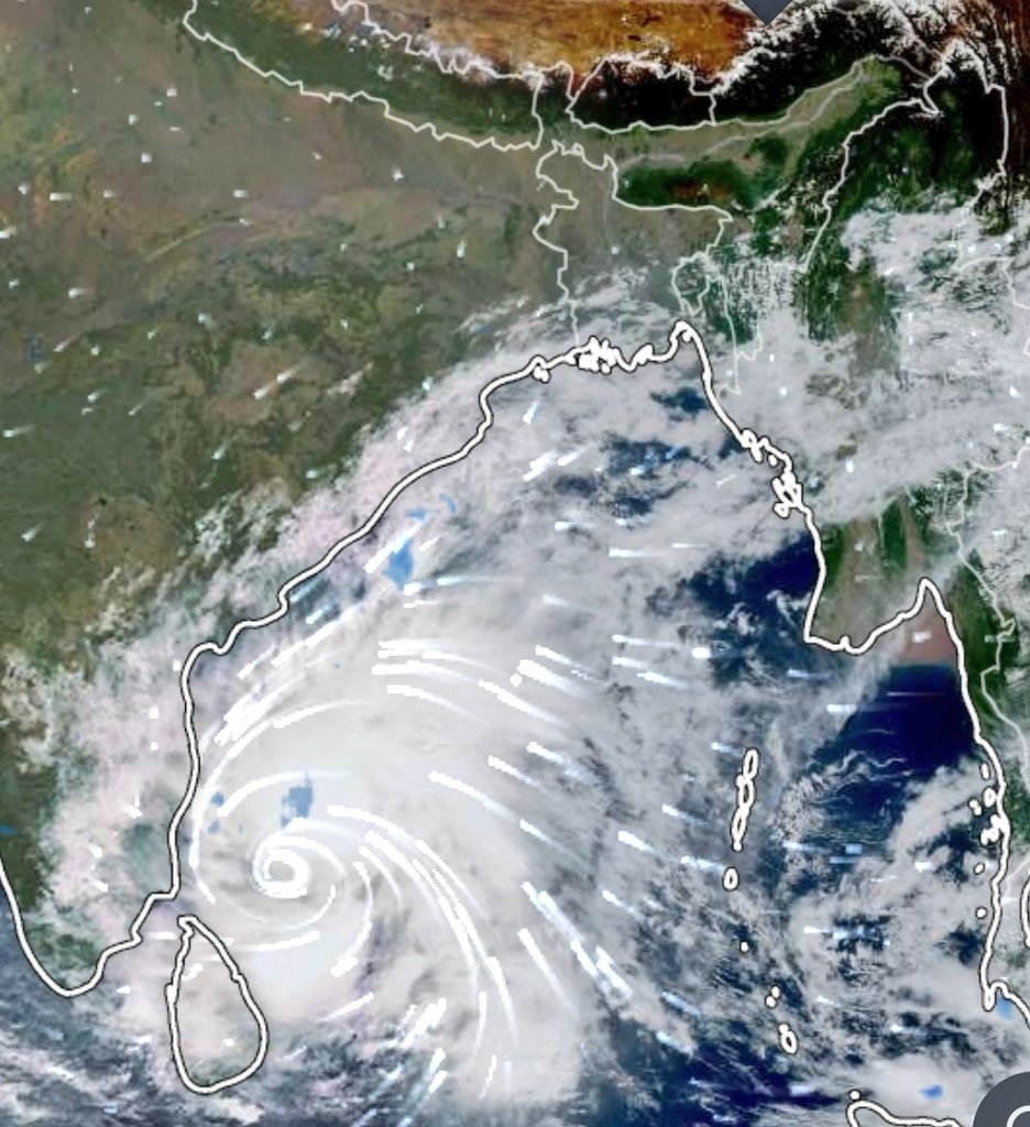 usd0705's tweet photo. Deep depression over Southwest Bay of Bengal (#CycloneAlert: #OrangeMessage for North Tamil Nadu, Puducherry and adjoining south Andhra Pradesh Coasts)
The Deep Depression is likely to move northwestwards & intensify into a #CyclonicStorm during next #6hours. https://t.co/jpvnI7Rz66