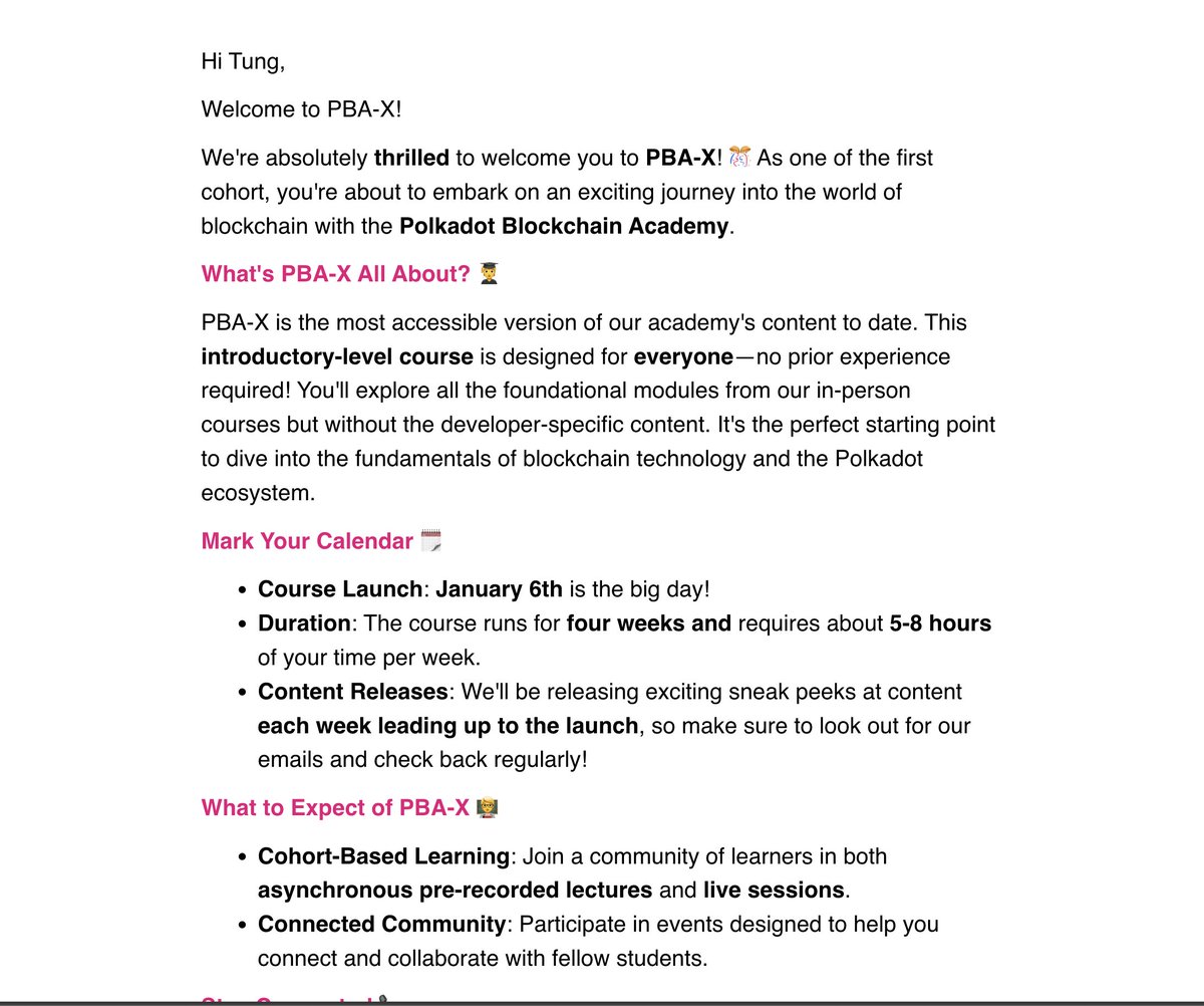 Excited to join the Polkadot Blockchain Academy (PBAX) – starting January 6!

A huge shoutout to <a href="/AcademyPolkadot/">Polkadot Blockchain Academy</a> and <a href="/Polkadot/">Polkadot</a> for this incredible opportunity.

Looking forward to advancing <a href="/bookadot_rwa/">Bookadot</a> into a cutting-edge &amp; state of the art ticketing system!