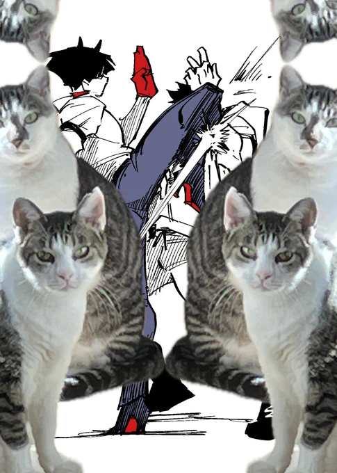 オリジナル漫画のキャラクターたちの落書き。猫なしはブルースカイにて。 