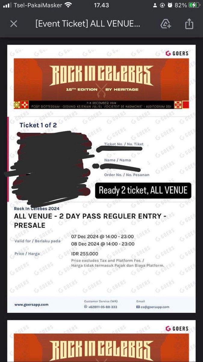 AnsarAras_'s tweet photo. Karna tdk jd pergi maka d jual 2 tiket RIC, All venue, bebas waktu masuk, price ? Dm. https://t.co/R0tNVrMn47