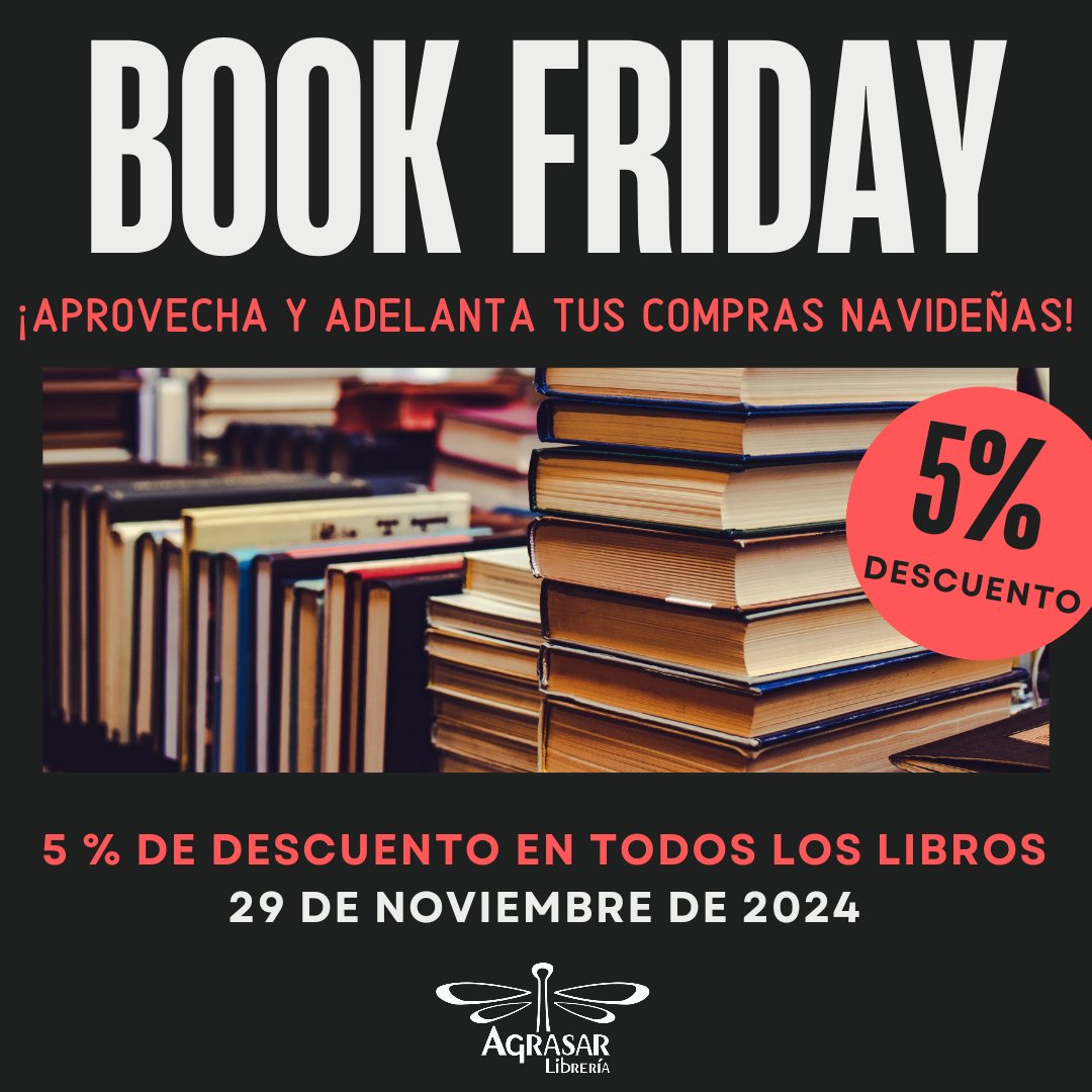 ¡5% de descuento en todos los libros!
 
Sólo hoy 29 de noviembre 📚📚📚

No queda nada para navidad así que aprovecha y adelanta tus compras ☺️👏🏼🎄

__________
#bookfriday
#blackfriday 
#monfortedelemos 
#libreriaagrasar #ribeirasacra #libreria #yoleoconagrasar
