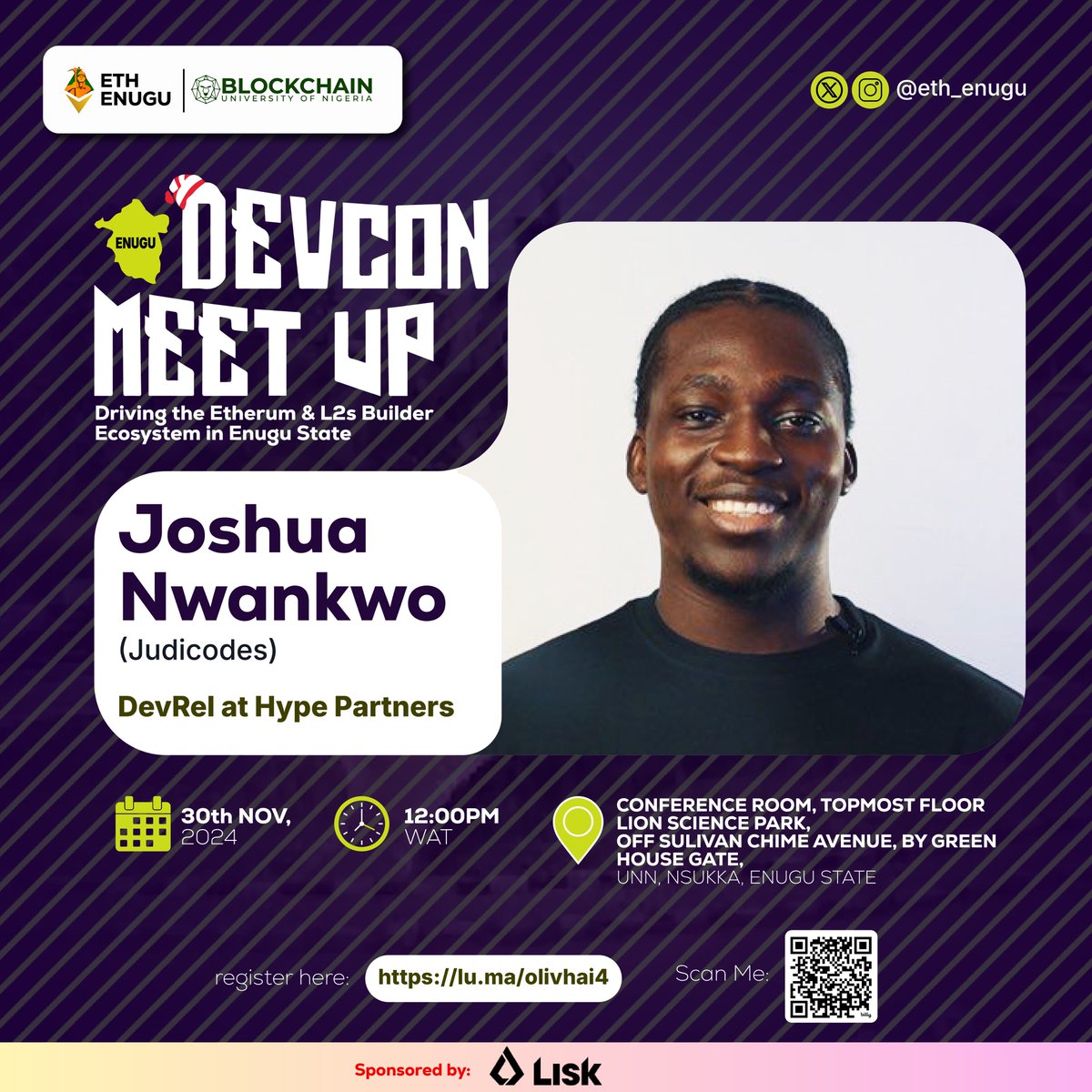 Eth_Enugu's tweet image. Introducing our first lineup of speakers for the #EnuguDevconMeetup🔥🔥

Meet @judicodes &amp;amp; @0xdarlington, ecosystem leaders in Enugu who made it to Bangkok 🇹🇭 for the @EFDevcon #Devcon2024!!

Join us, tomorrow 30th Nov as they share their experiences.

🔗: lu.ma/olivhai4