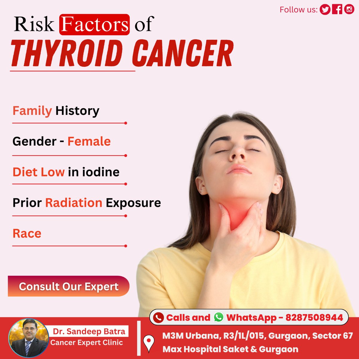 Risk Factors of THYROID CANCER

👨‍⚕️Dr. Sandeep Batra
Consultant:- Cancer Expert
Contact us at 📲8287508944
Visit us 📍M3M Urbana, R3/1L/015, Gurgaon, Sector 67 Max Hospital Saket &amp; Gurgaon

#Drsandeepbatra #Cancerexpert #cancersupport #publicawareness #cancercare #cancerprevention