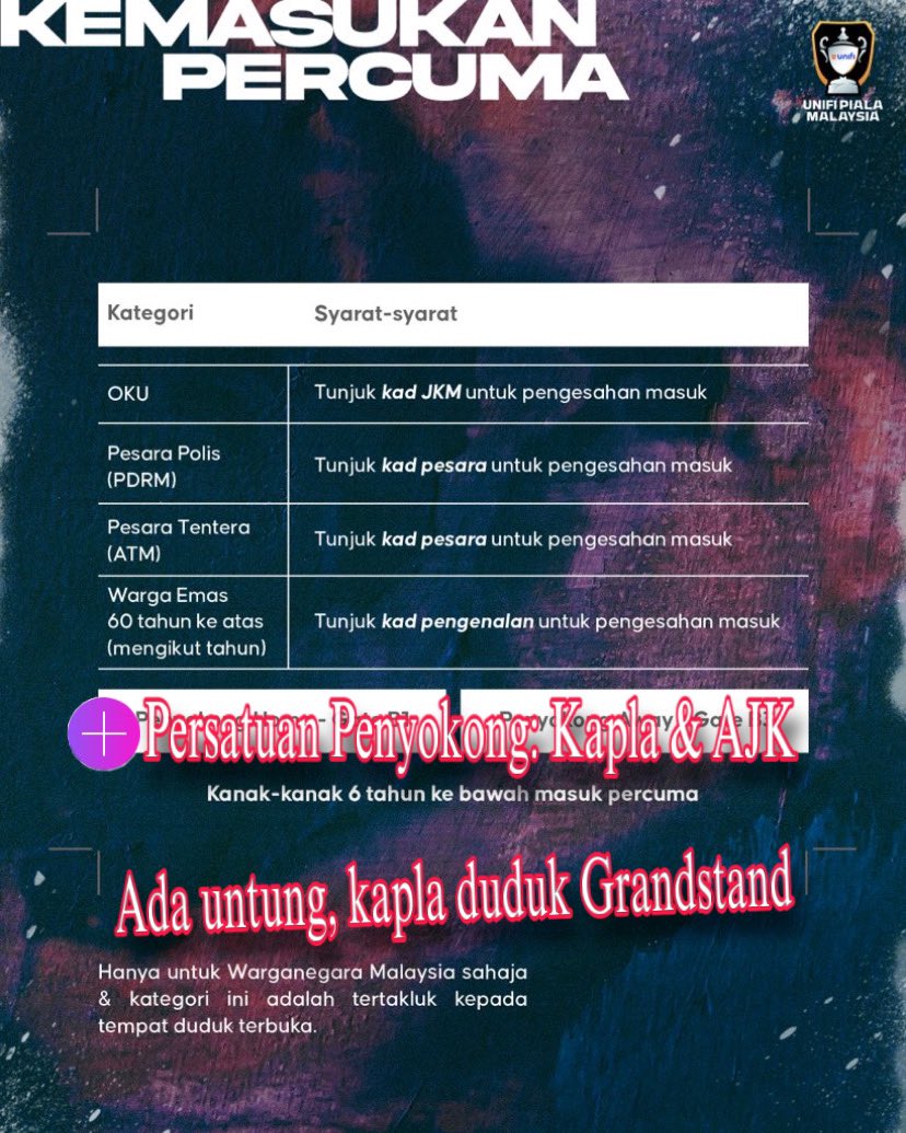 quasar917's tweet photo. Info biasa status quo utk perlawanan @KLCityFootball. The invisible regulations.
#mukafreetickets #schemeofthings #klfa #kualalumpurfootball https://t.co/FadBMrQ3Rm