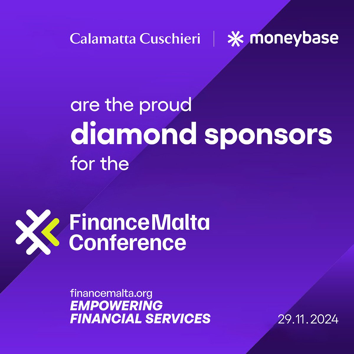 We are proud to be the Diamond Sponsor for the Finance Malta Annual Conference! Visit our stand or contact us to schedule a meeting in our exclusive on-site meeting room.
#FinanceMalta #MoneybaseBusiness #DiamondSponsor