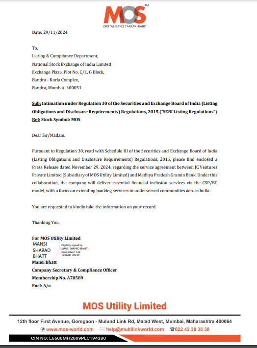 sachprat07's tweet image. #SME #MOS #MOSUTILITY
MOS UTILITY

✨JC Ventures (Subsidiary of MOS) &amp;amp; Madhya Pradesh Gramin Bank Join for Revolutionizing Rural Banking ✨

👉Deliver essential financial inclusion services via the CSP/BC model
👉Focus on extending banking services to underserved communities