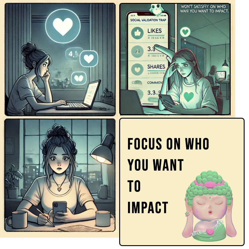 OYFANFAN_YY's tweet photo. 🌐 Leah kept refreshing her feed, chasing likes and shares. 
Fofo appeared: "Pretty numbers won’t satisfy you. Chase influence, not impressions."
💥 Truth Bomb: "Focus on who you want to impact."
#FofoTruthBombs #FofoJourney #WorkSmarter https://t.co/4E5fJH93ov
