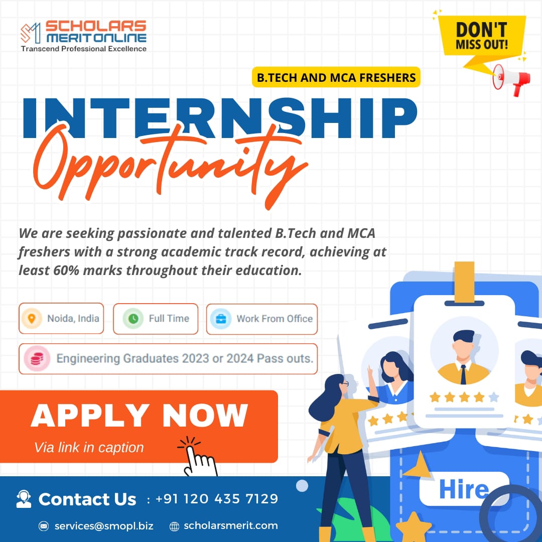scholars_merit's tweet image. 🚀 B.Tech/MCA freshers, kickstart your career with a full-time internship at Scholars Merit in Noida—apply now! 🌟
👉 Apply now: zfrmz.com/xh2y91bg73M9By…
.
#ScholarsMerit #InternshipOpportunity #BTechFreshers #MCAFreshers #WorkInNoida #CareersAtScholarsMerit