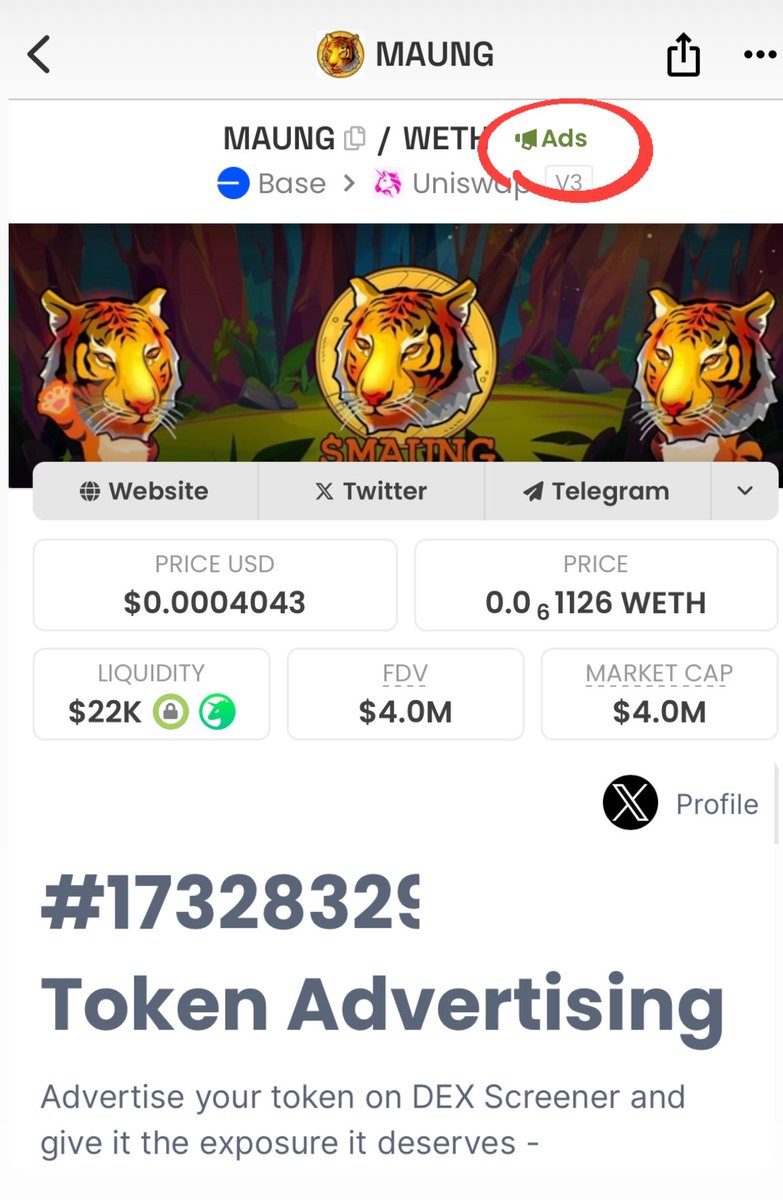 maungbase's tweet photo. 🚀 Exciting News: MAUNG Ads Now Live on Dexscreener! https://t.co/72LVMoB2rq