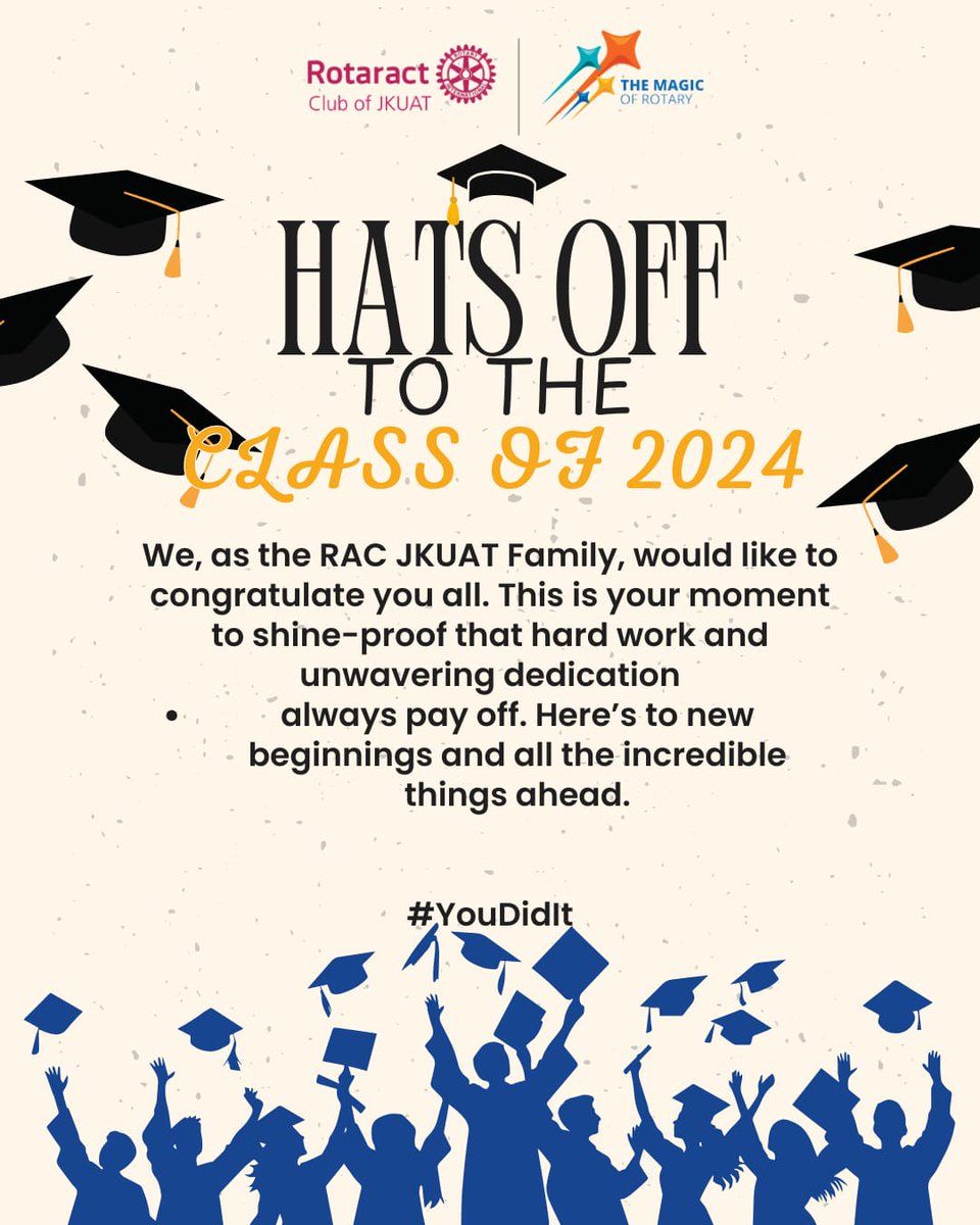 racjkuat's tweet photo. Congratulations to all our graduates 🥳🥳🥳🥳🥳🥳🥳

#JKUATPAUNov2024Grad
#ImpactCatalyst
#100YearsOfServiceInAfrica
#TheMagicOfRotary
#FunInService https://t.co/z3G4ZpjDX7