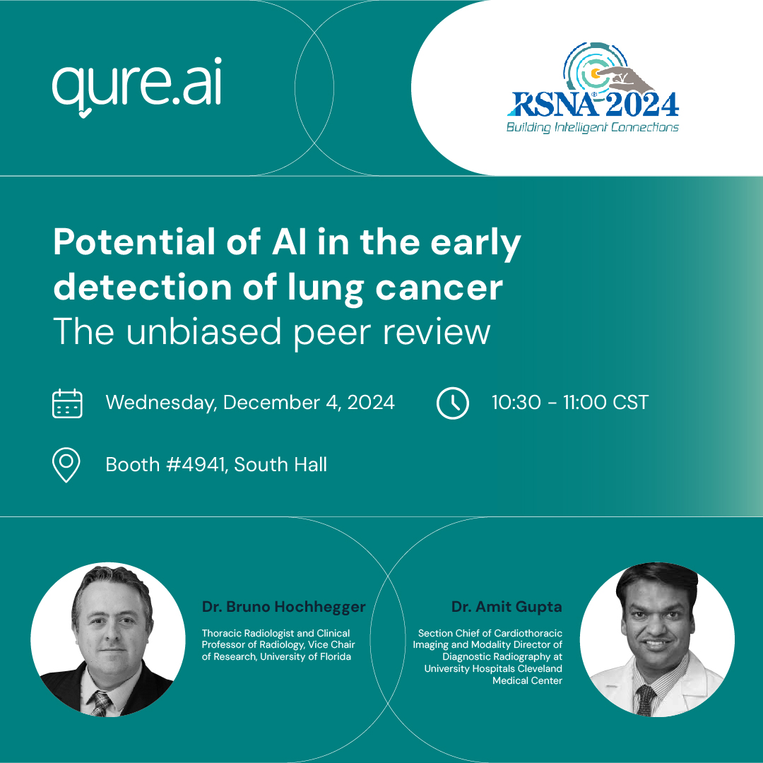 Qure.ai (@qure_ai) on Twitter photo Join us atĀ Radiological Society of North America (<a href="/RSNA/">RSNA</a>) #RSNA2024Ā for an insightful session on the transformative potential of #AI in the #earlydetection of #lungcancer.
This session features two renowned experts in #thoracicradiology:
ā¢Ā Dr. <a href="/hochhegger/">Bruno Hochhegger</a>: Thoracic Radiologist & Join us atĀ Radiological Society of North America (<a href="/RSNA/">RSNA</a>) #RSNA2024Ā for an insightful session on the transformative potential of #AI in the #earlydetection of #lungcancer.
This session features two renowned experts in #thoracicradiology:
ā¢Ā Dr. <a href="/hochhegger/">Bruno Hochhegger</a>: Thoracic Radiologist &
