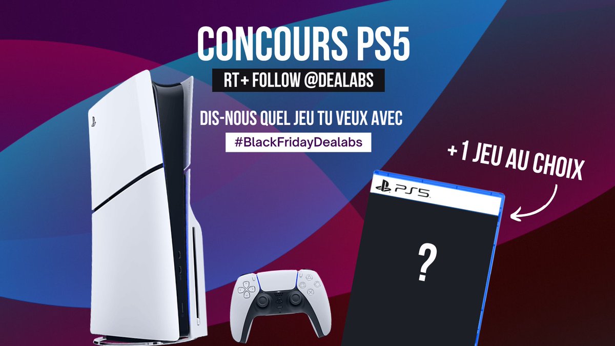 Dealabs.com (@dealabs) on Twitter photo đą Concours Black Friday
DĂ©jĂ + de 800 bons plans sur l'appli Dealabs đ„
Pour fĂȘter ça, on t'offre un pack PS5 + le jeu de ton choix !
1⣠RT & Follow <a href="/Dealabs/">Dealabs.com</a>
2⣠Commente avec #BlackFridayDealabs et dis-nous quel jeu tu veux đ đą Concours Black Friday
DĂ©jĂ + de 800 bons plans sur l'appli Dealabs đ„
Pour fĂȘter ça, on t'offre un pack PS5 + le jeu de ton choix !
1⣠RT & Follow <a href="/Dealabs/">Dealabs.com</a>
2⣠Commente avec #BlackFridayDealabs et dis-nous quel jeu tu veux đ