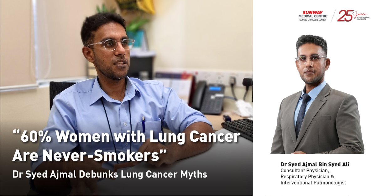 Uncover the truths behind common lung cancer myths with 𝗗𝗿 𝗦𝘆𝗲𝗱 𝗔𝗷𝗺𝗮𝗹, 𝗖𝗼𝗻𝘀𝘂𝗹𝘁𝗮𝗻𝘁 𝗣𝗵𝘆𝘀𝗶𝗰𝗶𝗮𝗻, 𝗥𝗲𝘀𝗽𝗶𝗿𝗮𝘁𝗼𝗿𝘆 𝗣𝗵𝘆𝘀𝗶𝗰𝗶𝗮𝗻, 𝗮𝗻𝗱 𝗜𝗻𝘁𝗲𝗿𝘃𝗲𝗻𝘁𝗶𝗼𝗻𝗮𝗹 𝗣𝘂𝗹𝗺𝗼𝗻𝗼𝗹𝗼𝗴𝗶𝘀𝘁 in our latest article: sunwaymedical.com/en/blogpost/de…