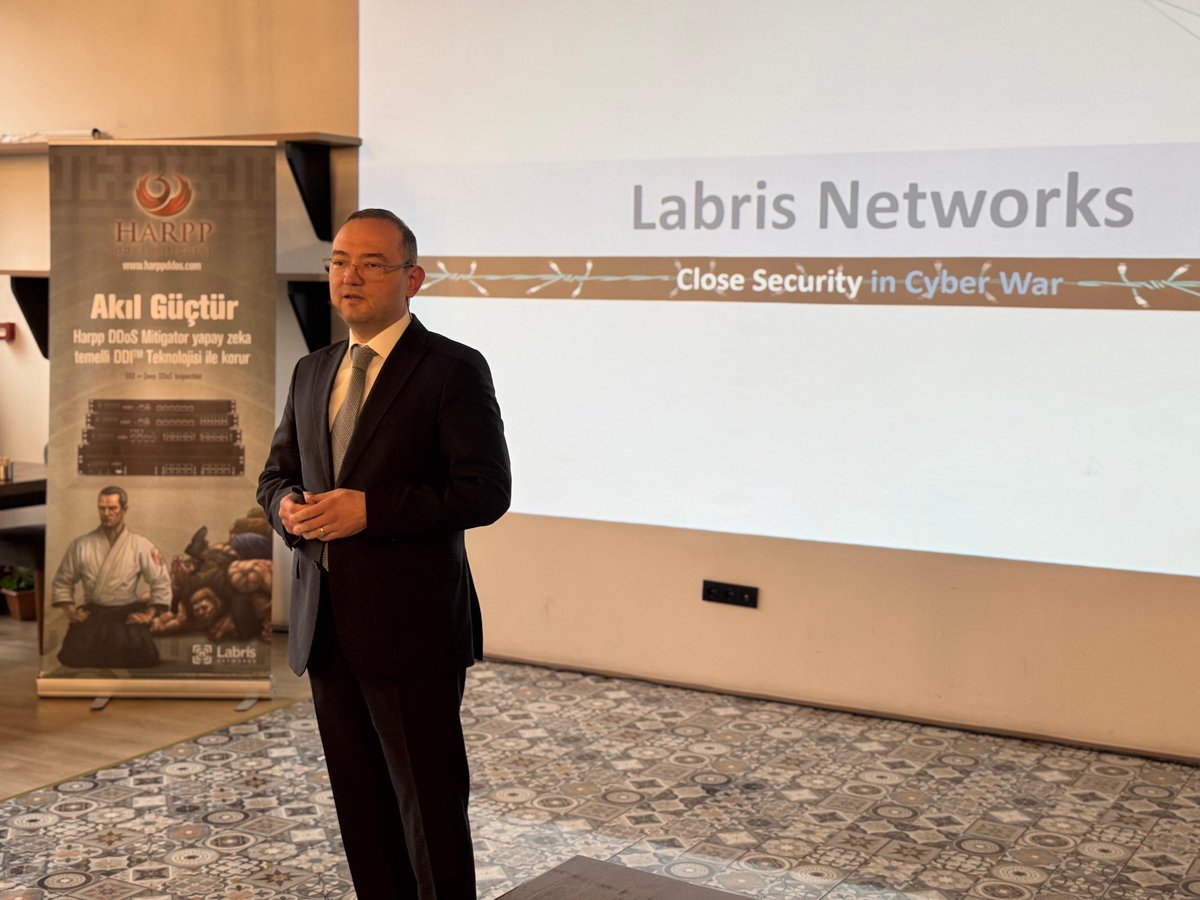 LabrisNetworks's tweet image. At the Public Cyber Security Event organized by the Turkish Cyber Security Cluster, attended by representatives of 57 different public institutions, our Founding Partner and Board Member Oğuz Yılmaz explained our solutions for the cyber security needs of public institutions.