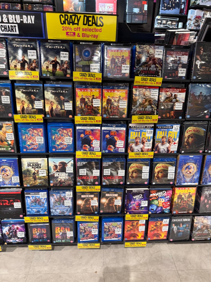 hmv_Coventry's tweet photo. 🚨Crazy deals in store this weekend🚨20% off Blu-ray and 4K UHD. Exclusions apply, ask staff for details. #hmvCrazyDeals #Coventry https://t.co/QS5caJvvZl