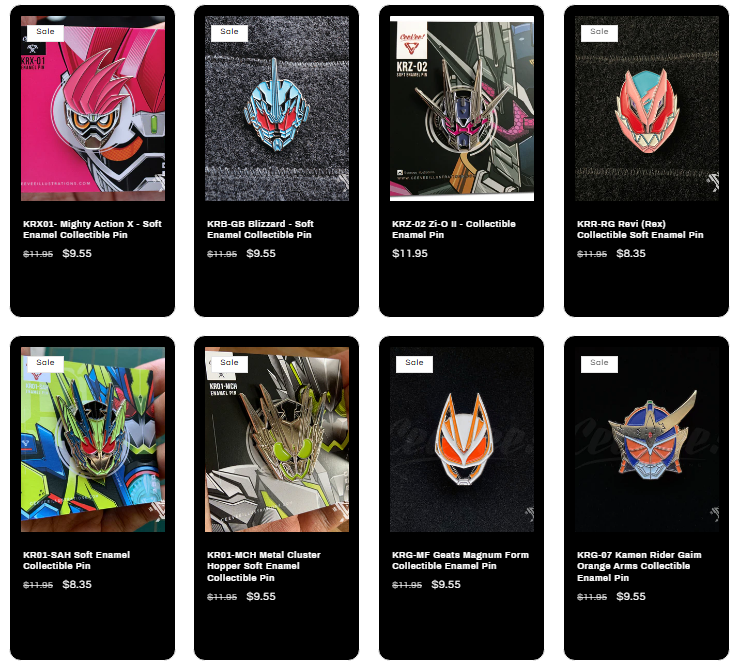 razzle1337's tweet photo. Black Friday sale on @CeeVee_Co's site!

Use code RAZZLE1337 for an extra 10% off or FREEFIRST for free shipping on orders $35 and up!

Get Sentai, Rider and Metal Hero pins!

Also sells prints and stickers! https://t.co/3N011ePMh1