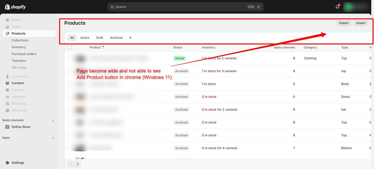 I would like to know if other users using the Chrome browser on Windows 11 are experiencing the same issue with shopify admin. 

The page has expanded excessively, making it impossible to see the "Add Page" button. This needs to be addressed. <a href="/ShopifyDevs/">Shopify Developers</a> <a href="/Shopify/">Shopify</a>