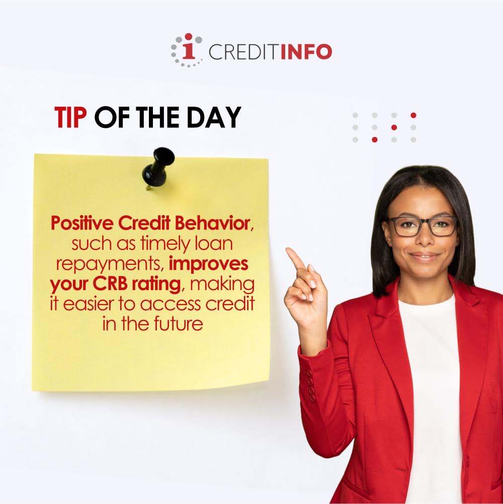 CreditinfoUG's tweet photo. #FridayTips: Positive Credit Behavior such as timely loan repayments improves your #CRB rating and makes accessing credit easier in the future.😉👍 #creditawareness #creditinfoUg https://t.co/T7HKB8b7tb
