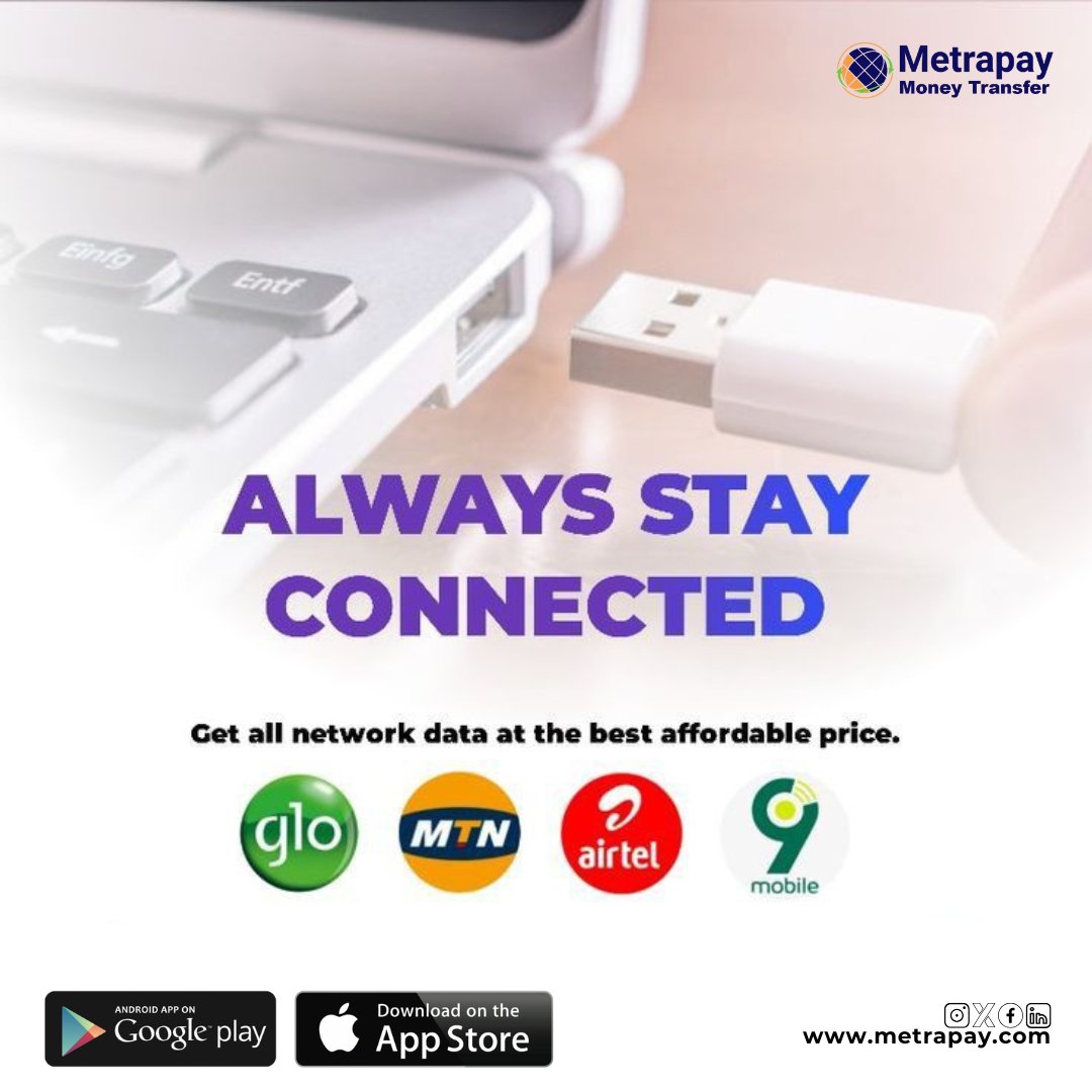 MetraPay's tweet photo. Never get disconnected from sharing love with your loved ones in Nigeria! Get all network data at the best affordable price only on MetraPay. Start here https://t.co/412Lf13jAm

Inter Miami|#Nationalgrid https://t.co/SSD1NRaAJl